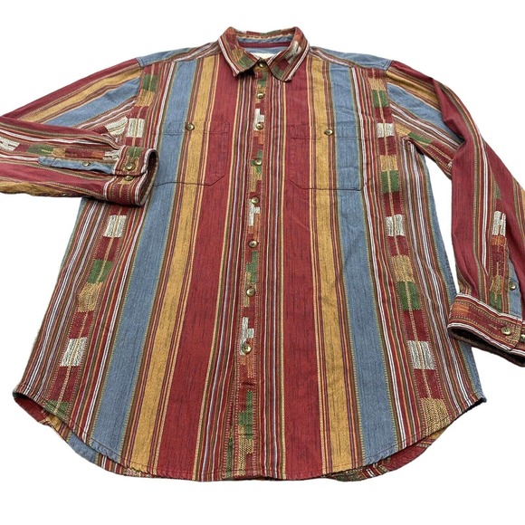 Vintage Territory Ahead Shirt Mens XX Large Woven Southwest Native Texture - Picture 1 of 10